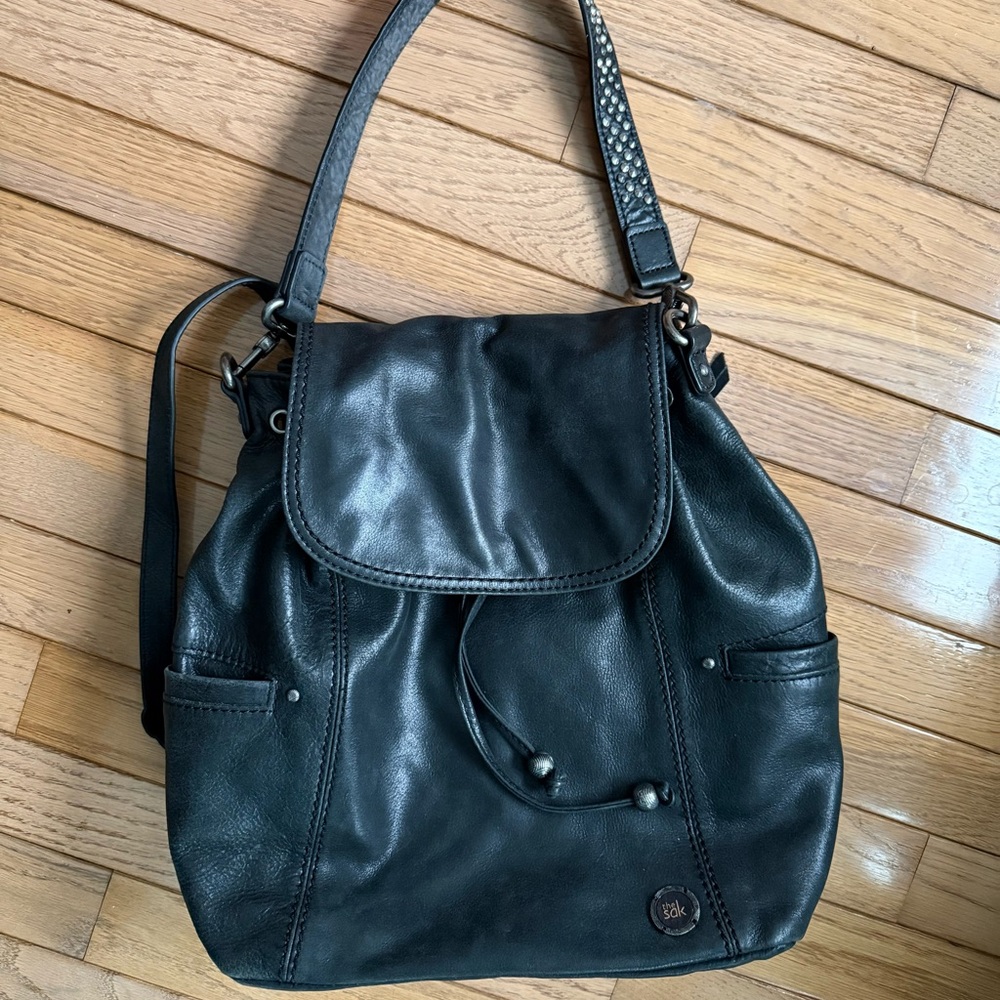 The Sak Black Leather Women's Backpack Bag